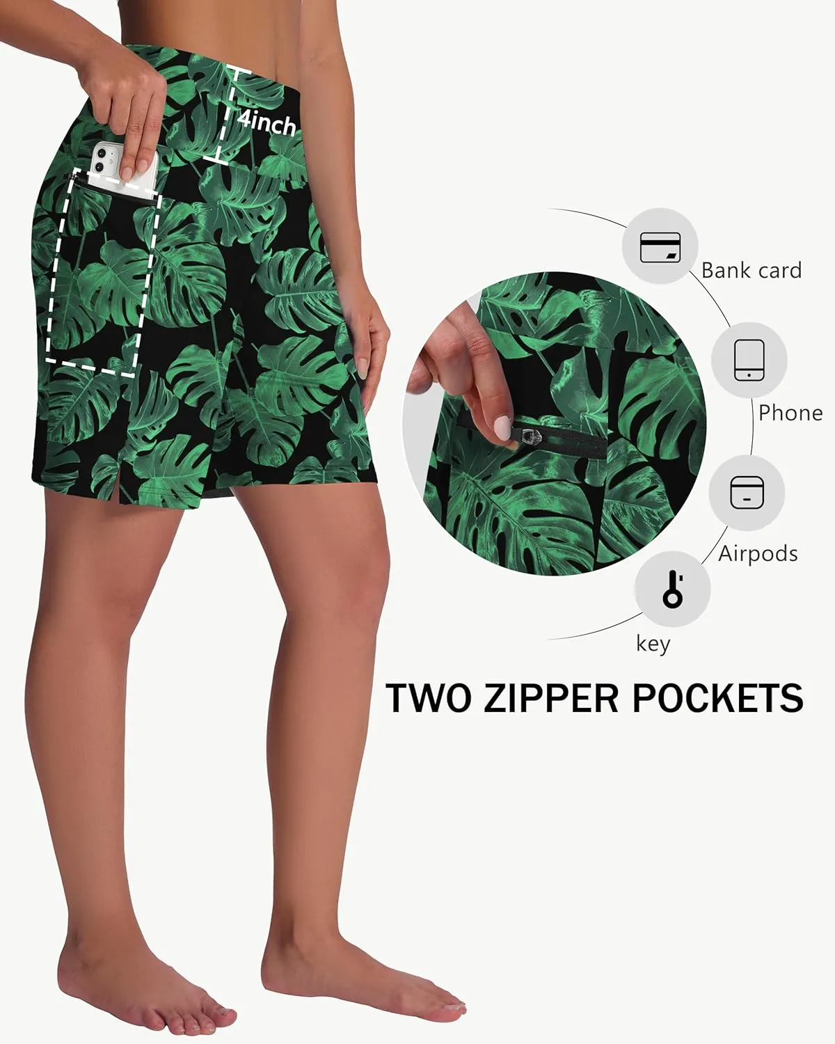 Women's 7" Long Swim Board Shorts - High Waisted Quick Dry Beach Swimming Swimsuit Bottom with Liner Zip Pockets UPF50