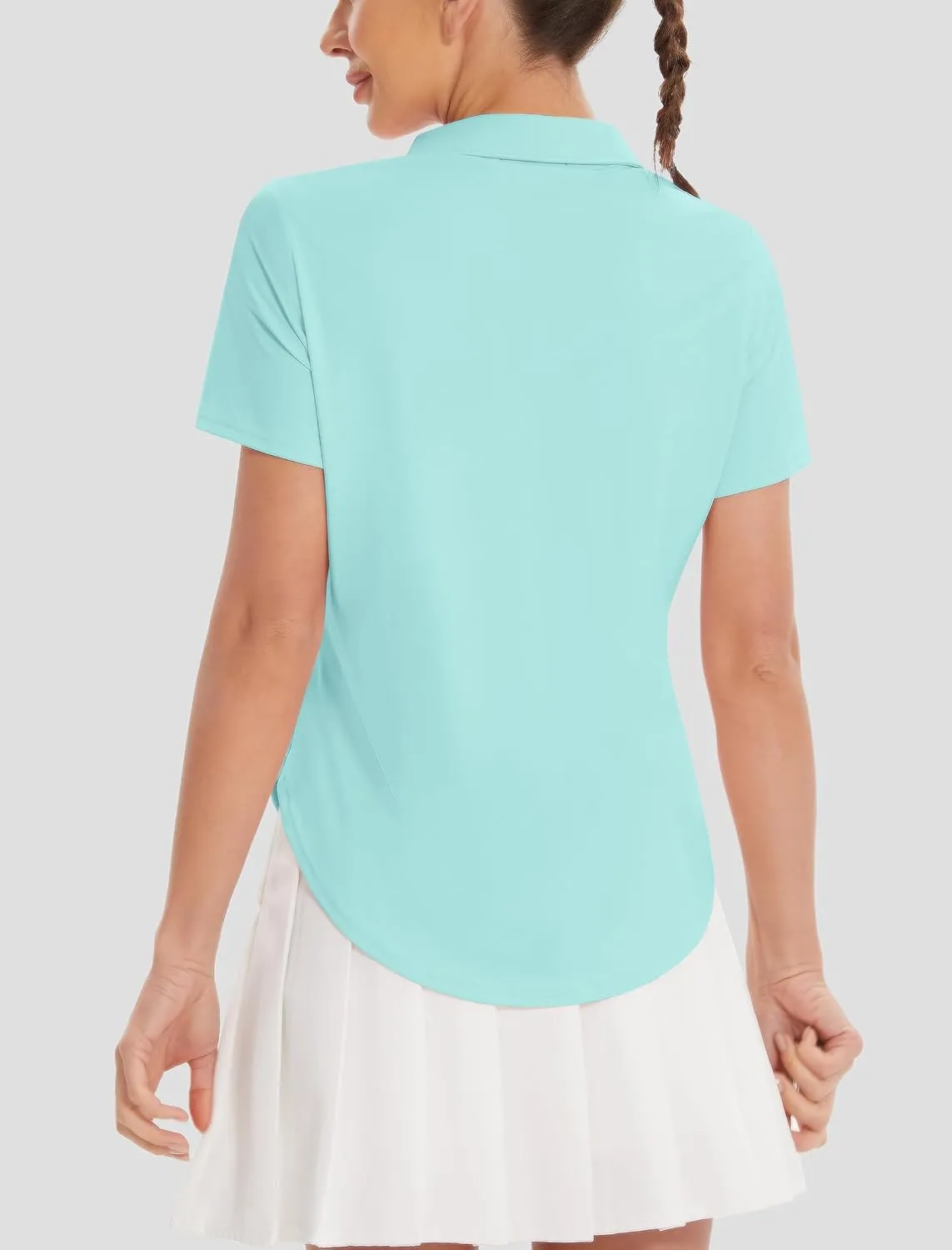 Women's Golf Polo Shirts UPF 50  Sun Protection 3-Button Short Sleeve Quick Dry Shirt Athletic Tennis Golf Tops