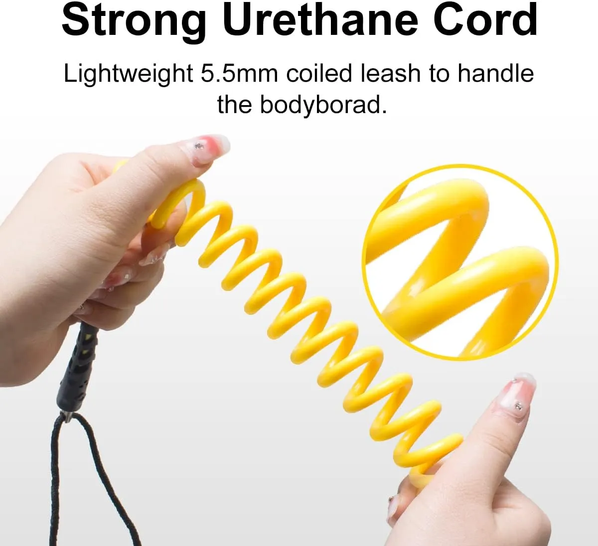 WOOWAVE Bodyboard Leash Wrist Surf Leash Coiled Bodyboarding Leash Premium Coil Body Board Leash with Plug