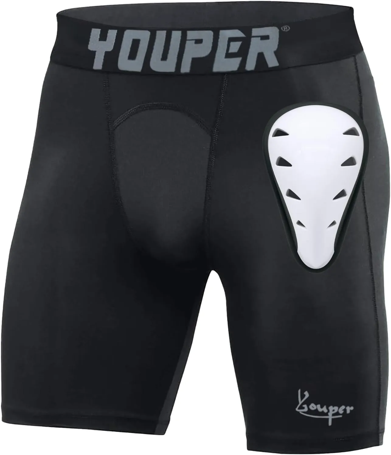 Youper Athletic Supporter, Compression Shorts w/Soft Protective Athletic Cup, Adult Sizes
