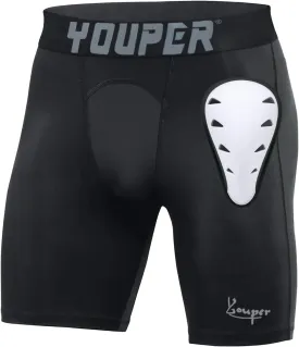 Youper Athletic Supporter, Compression Shorts w/Soft Protective Athletic Cup, Adult Sizes