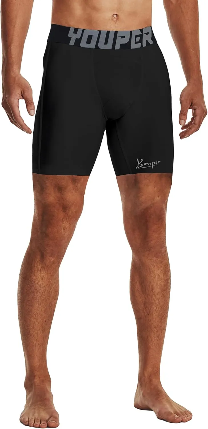 Youper Athletic Supporter, Compression Shorts w/Soft Protective Athletic Cup, Adult Sizes